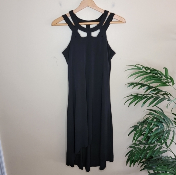NWT Cupio | Black Caged Upper Dress with High-Low Hem - Picture 1 of 6